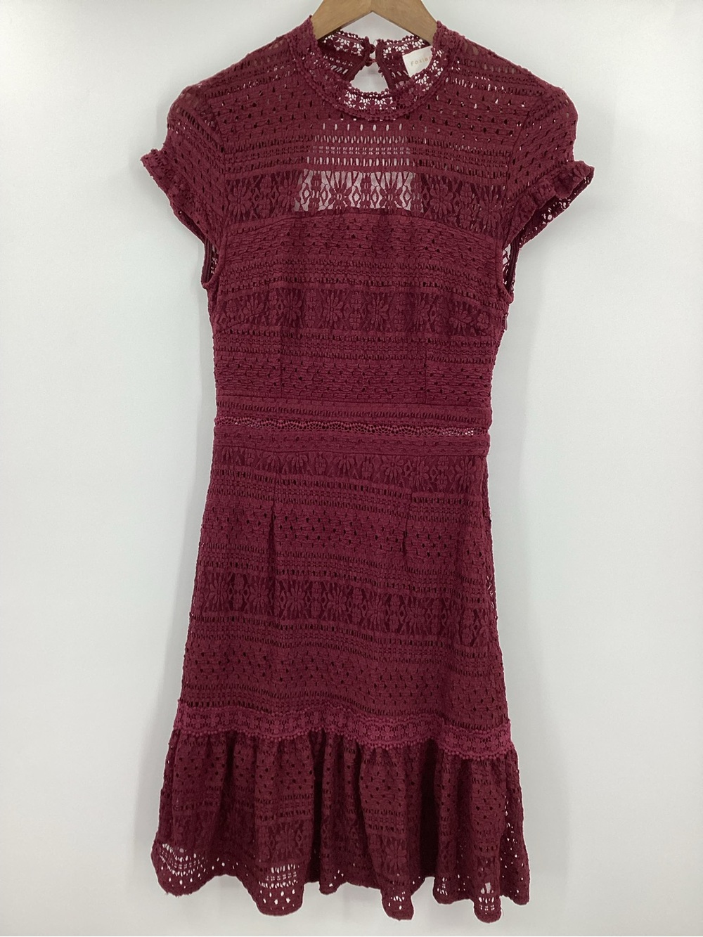 foxiedox Burgundy Crochet Lace Fit & Flare Dress